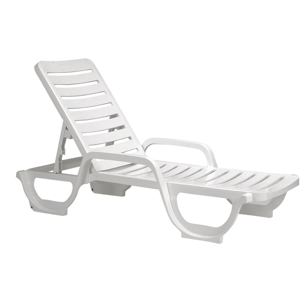 838-44031004 Bahia Outdoor Stackable Chaise w/ Adjustable Back - Resin, White