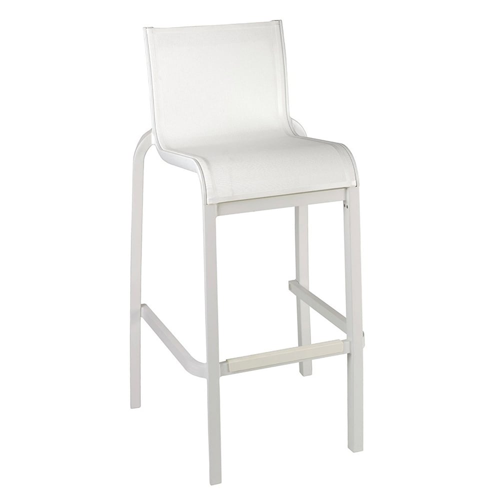 838-US300096 42 7/10" Sunset Barstool w/ White Fabric Back & Seat - Aluminum, White
