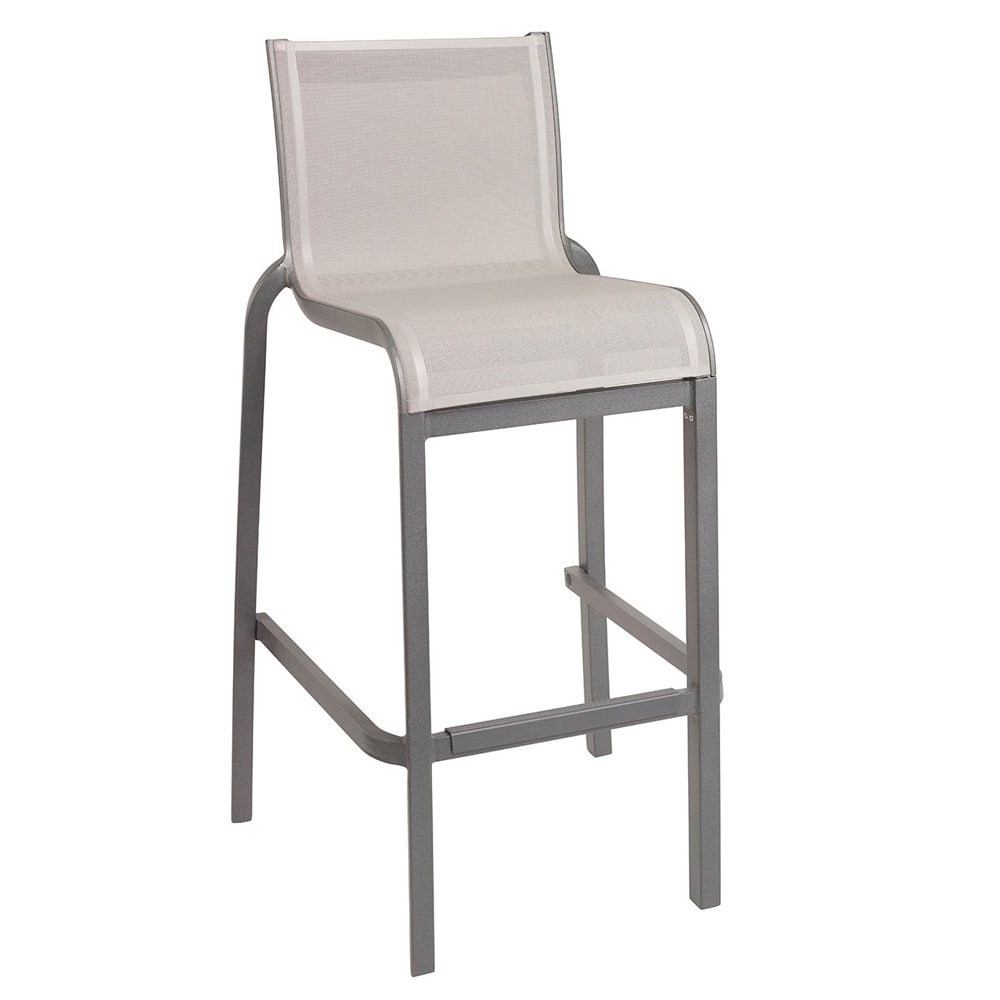 838-US300289 42 7/10" Sunset Barstool w/ Gray Fabric Back & Seat - Aluminum, Gray