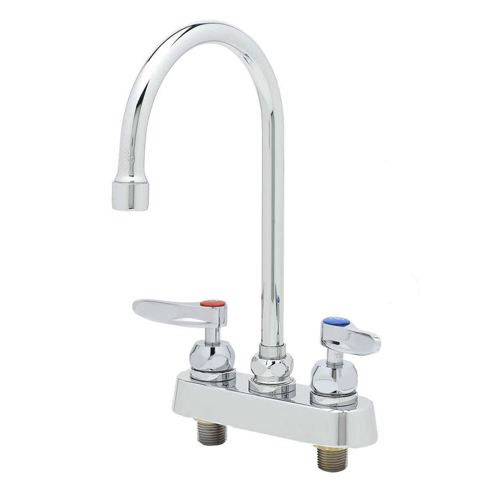 064-B1141CR Deck Mount Faucet - 5 3/4" Swivel Gooseneck Spout, 4" Centers