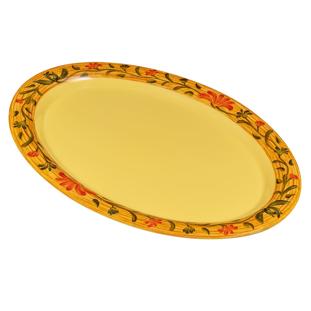 284-OP135VN 13 1/2" x 10 1/4" Oval Venetian Platter - Melamine, Yellow