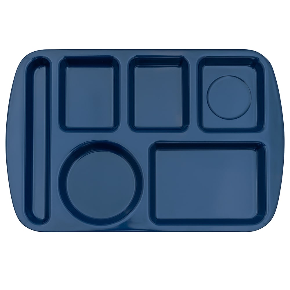 284-TL151NB Melamine Rectangular Tray w/ (6) Compartments, 14 3/4" x 9 1/2", Navy Blue