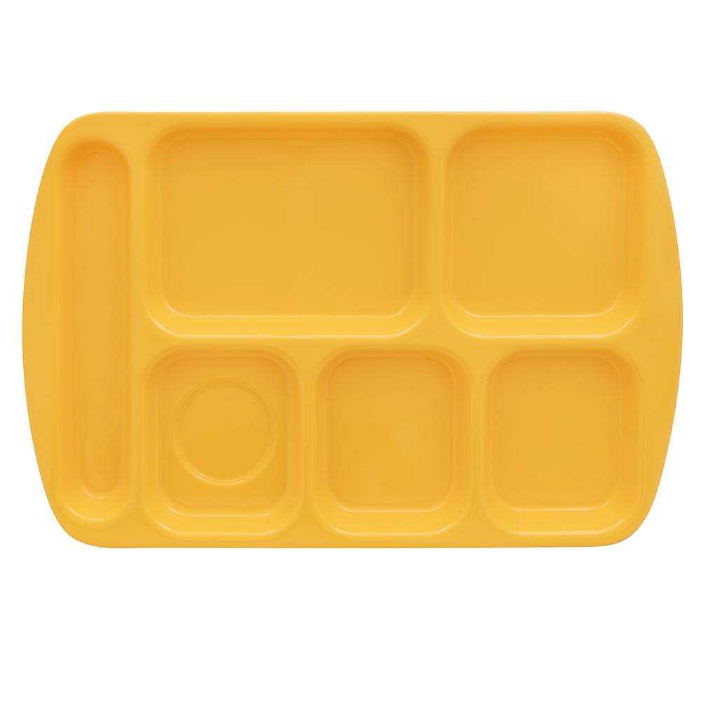 284-TR151BY Melamine Rectangular Tray w/ (6) Compartments, 15 1/2" x 9 7/8", Bright Yel...