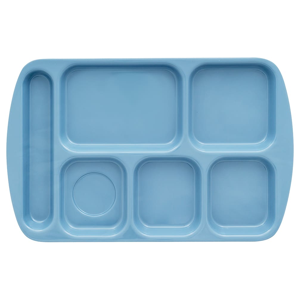 284-TR151FB Melamine Rectangular Tray w/ (6) Compartments, 15 1/2" x 9 7/8", French Blu...