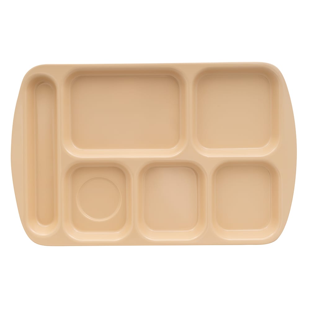 284-TR151T Melamine Rectangular Tray w/ (6) Compartments, 15 1/2" x 9 7/8", Tan