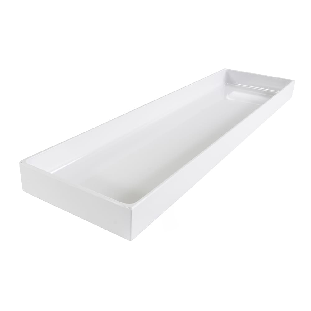 701-M8302W Rectangular Modern European Food Pan - 30"L x 8"W x 2"H, Melamine, Whit...