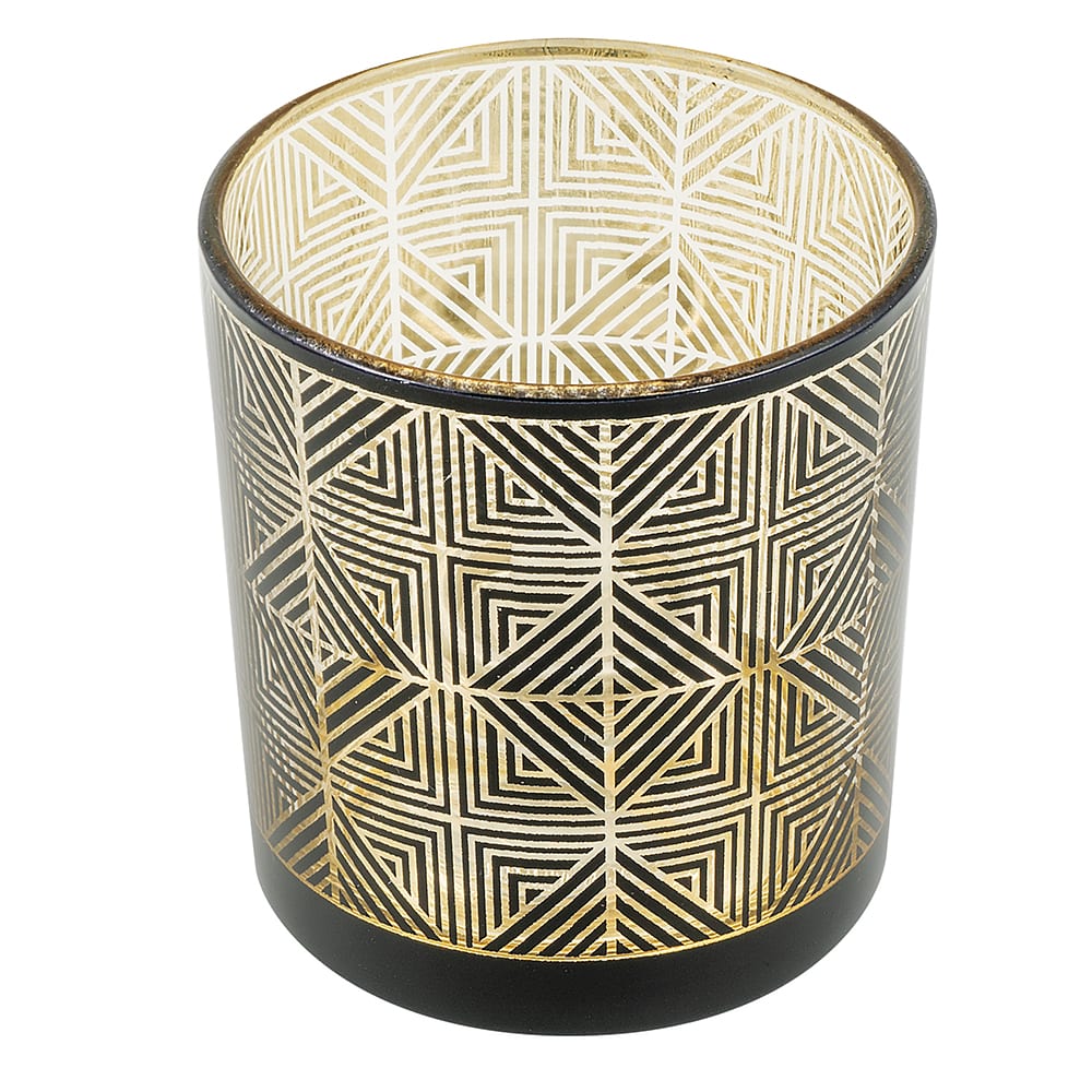 461-5120 Sussex™ Geometric Votive Lamp - 2 9/10"D x 3 3/20"H, Black & Gold