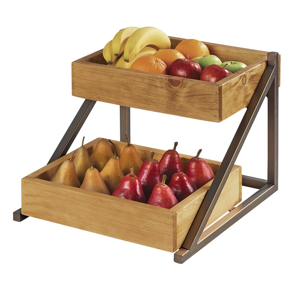 151-344884 2 Level Tiered Merchandiser - 15 3/4"L x 17"W x 13"H, Pine Bins/Bronze...