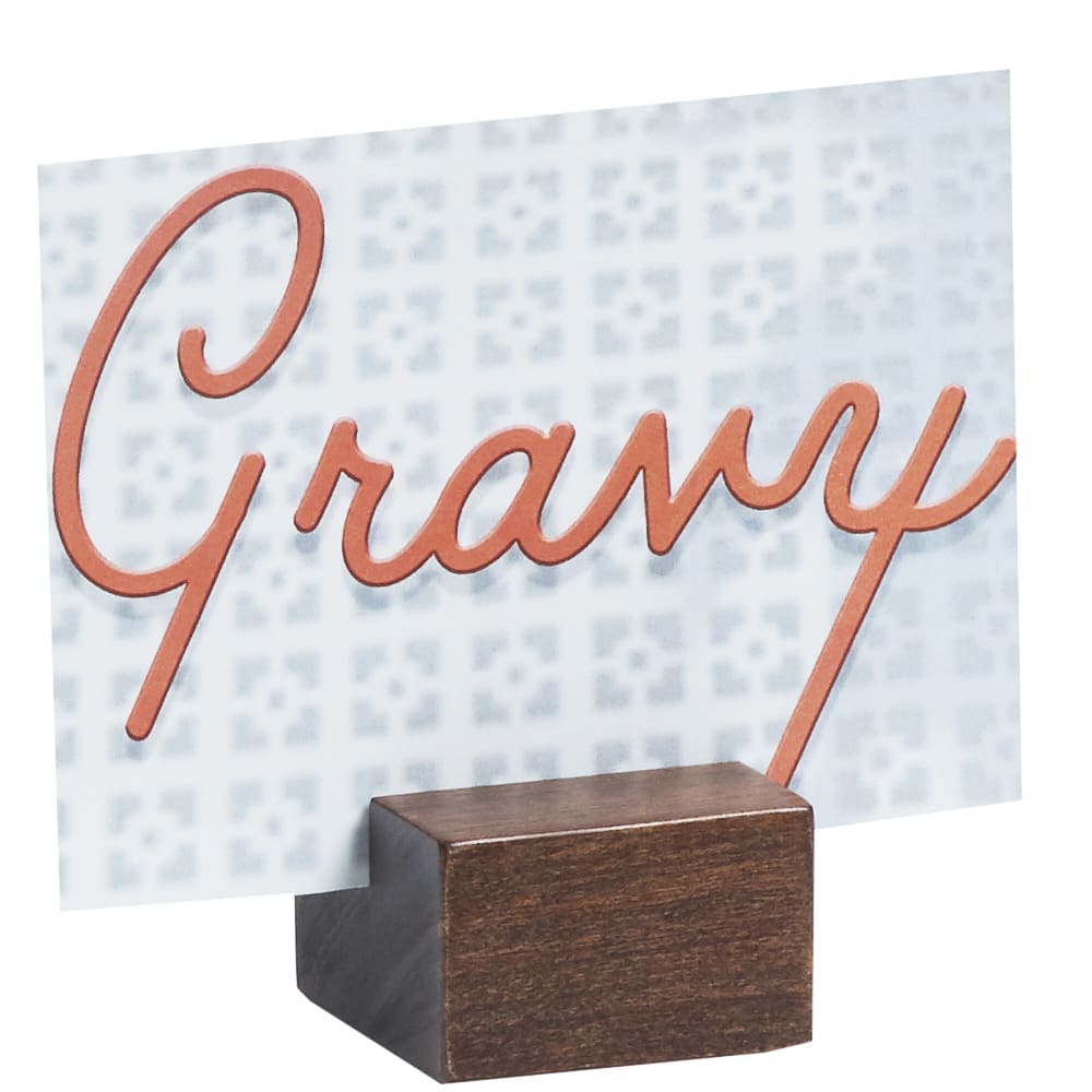 151-401278 Tabletop Menu Card Holder - 1 3/4"W x 1 1/8"H, Walnut