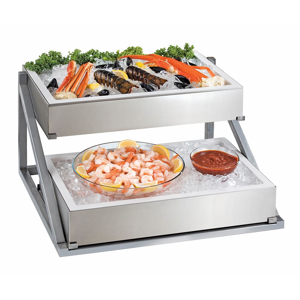 151-4120 2 Level Display Stand - 26 1/8"L x 26"W x 14 1/8"H, Stainless Steel