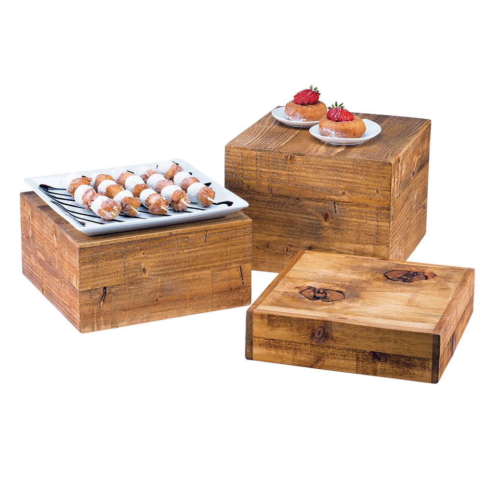 151-432699 12" Square Display Riser Crate - 6"H, Reclaimed Wood