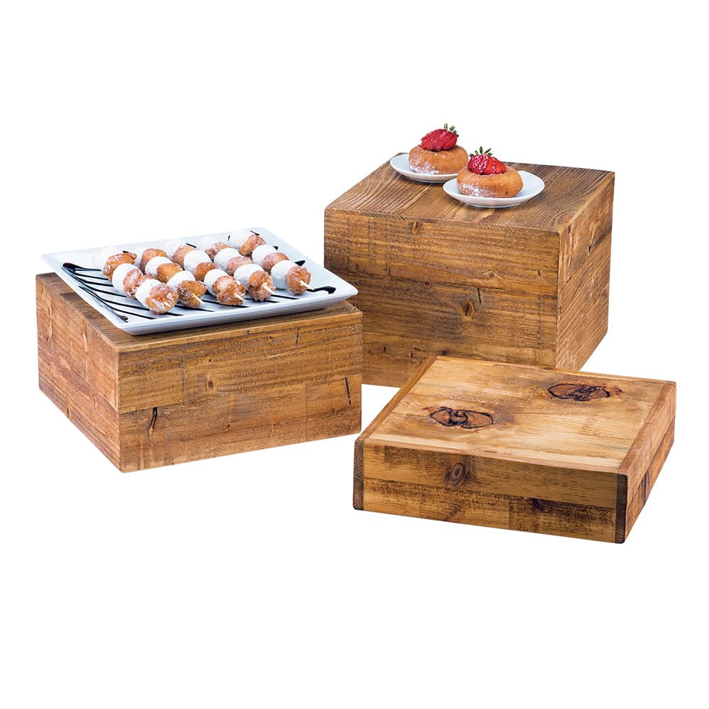 151-432999 12" Square Display Riser Crate - 9"H, Reclaimed Wood