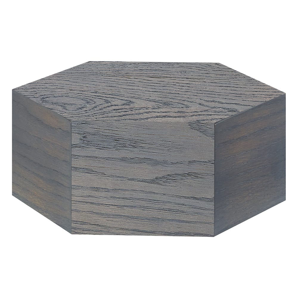 151-435583 Hexagon Display Riser - 12"D x 5"H, Oak Wood, Gray