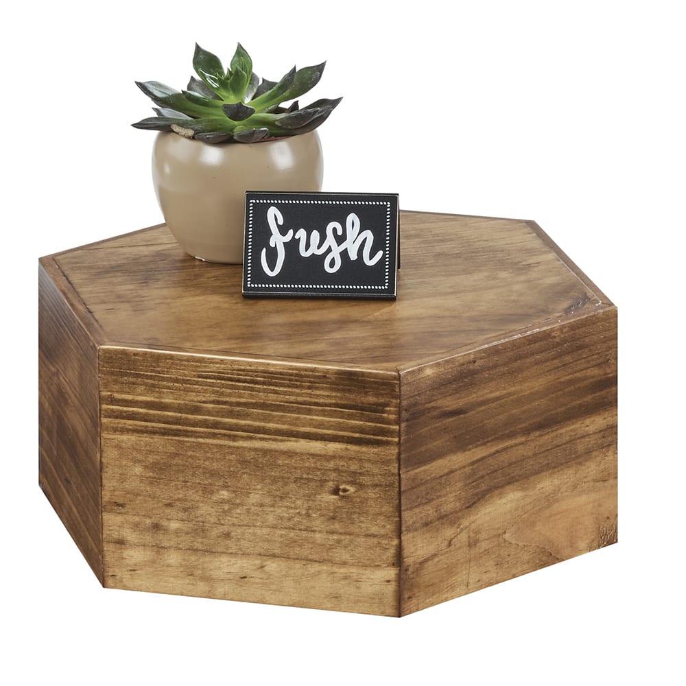 CalMil 435599 Hexagon Display Riser 12"D x 5"H, Rustic Pine