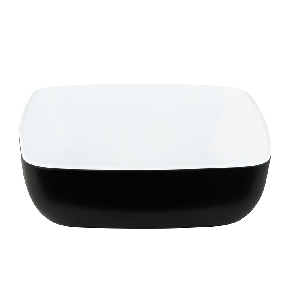 701-B267065BW 31 oz Square Melamine Serving Bowl, Black/White