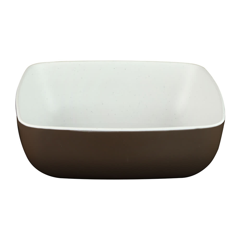 701-B267065WSCH 31 oz Square Melamine Serving Bowl, White/Chocolate