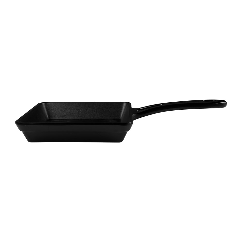 701-MFP55B 5 3/8" Square Illogical Faux Cast Iron Fry Pan w/ Handle - Melamine, Black