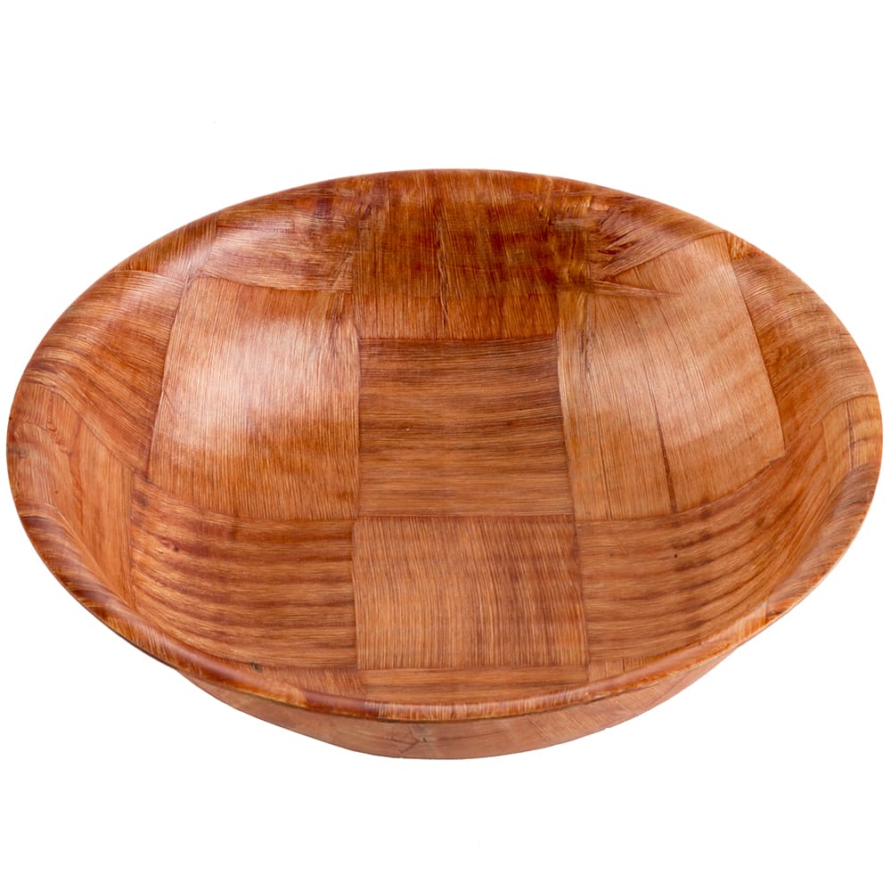 229-208 8" Woven Wood Salad Bowl, Mahogany, Round Bottom, 4 Ply