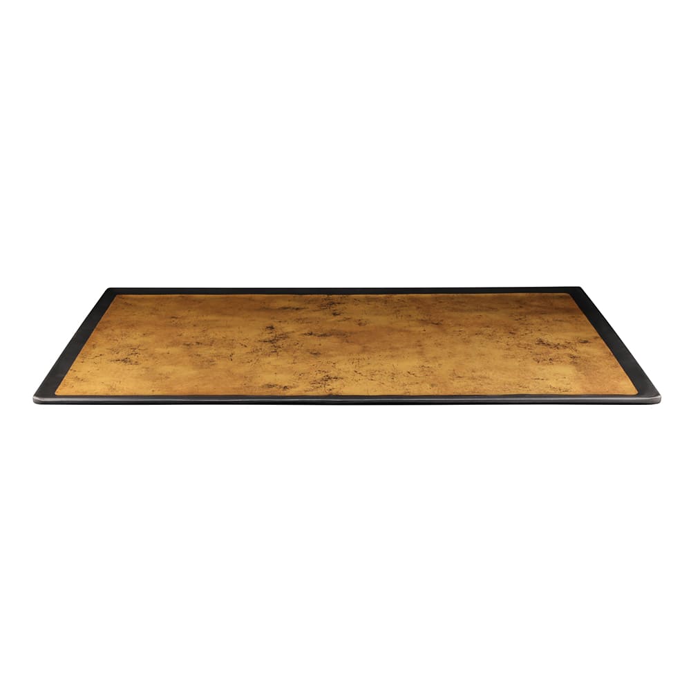 701-B177208GLDB 20 3/4" x 12 3/4" Rectangular Kobe Tray - Melamine, Black/Gold
