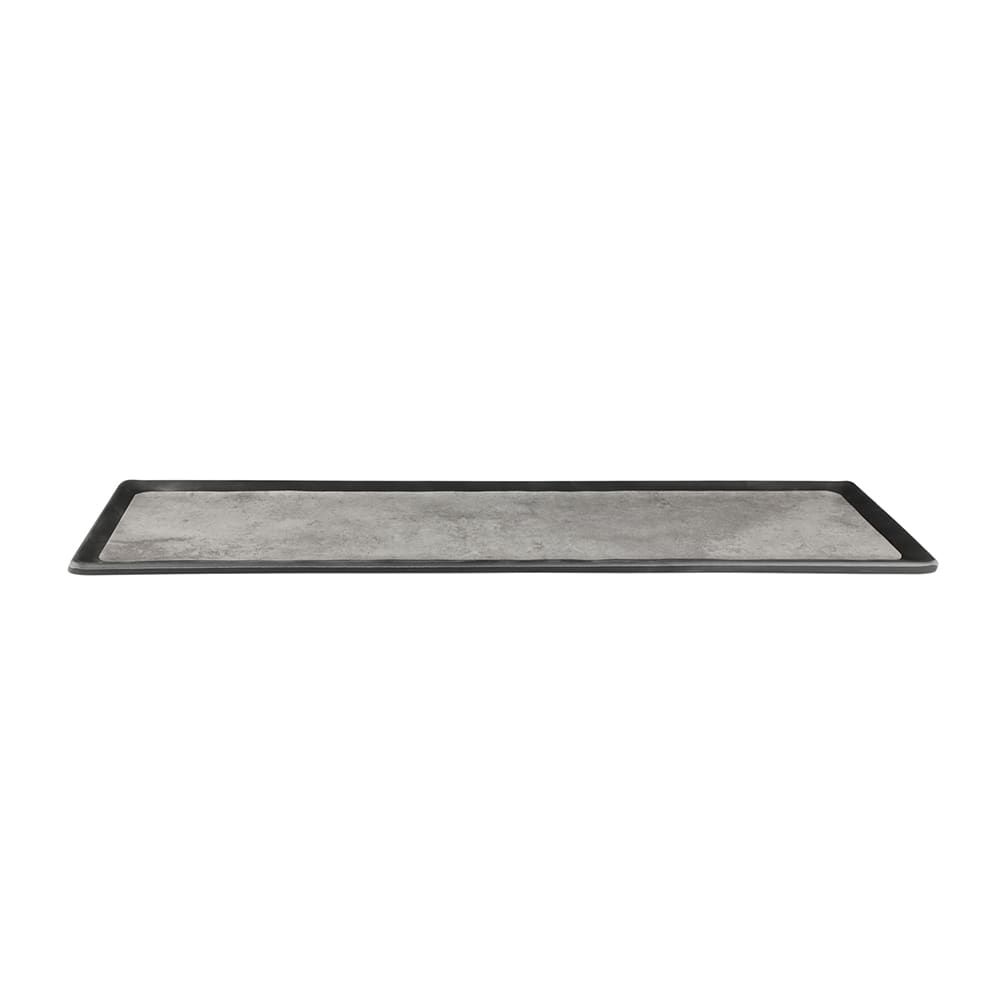 701-B180208SLVB 20 3/4" x 6 3/8" Rectangular Kobe Tray - Melamine, Black/Silver