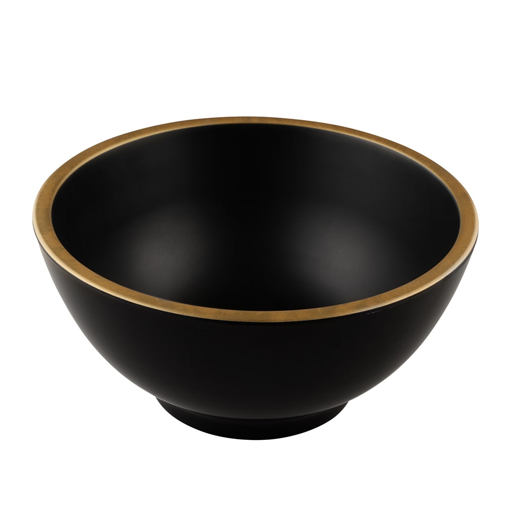 701-B245080GLDB 53 oz Round Melamine Serving Bowl, Black/Gold