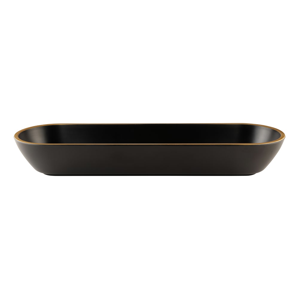 701-B247200GLDB 97 oz Oval Melamine Serving Bowl, Black/Gold