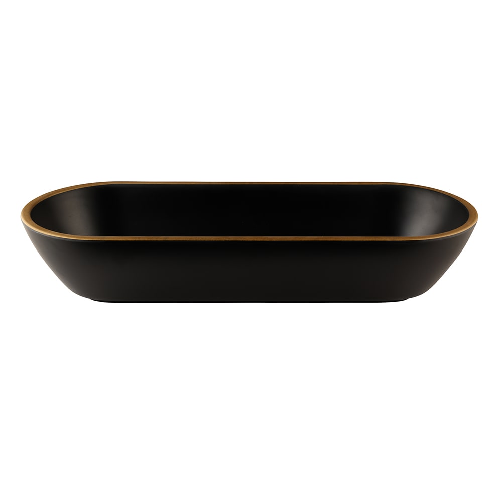 701-B248152GLDB 70 oz Oval Melamine Serving Bowl, Black/Gold