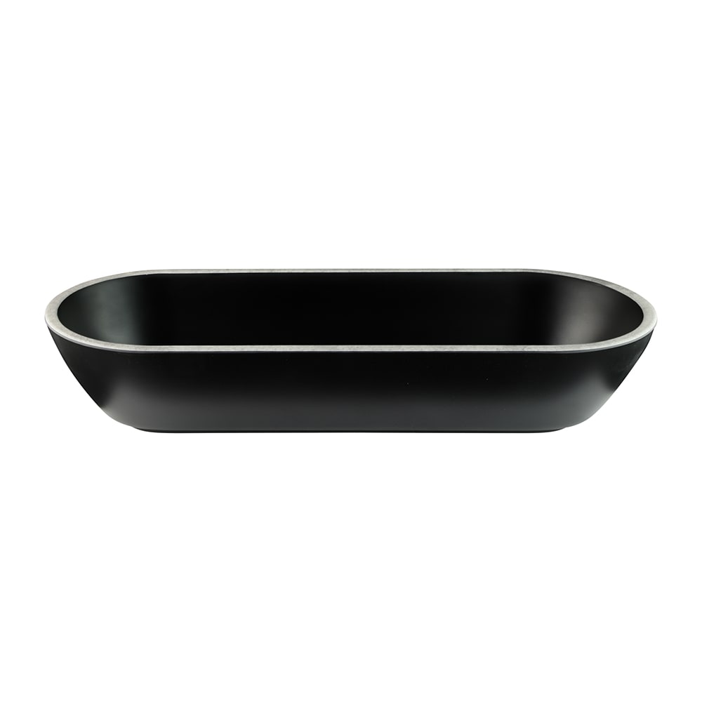 701-B248152SLVB 70 oz Oval Melamine Serving Bowl, Black/Silver