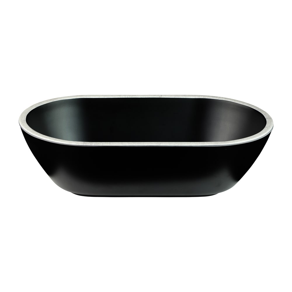 701-B249102SLVB 45 oz Oval Melamine Serving Bowl, Black/Silver