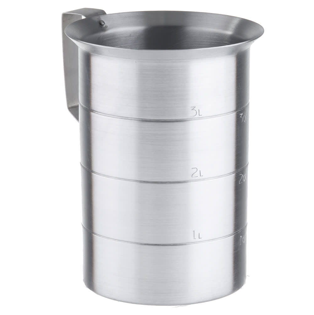 229-435 4 Quart Aluminum Graduated Cylinder, Stamped w/ Ounce & Liter