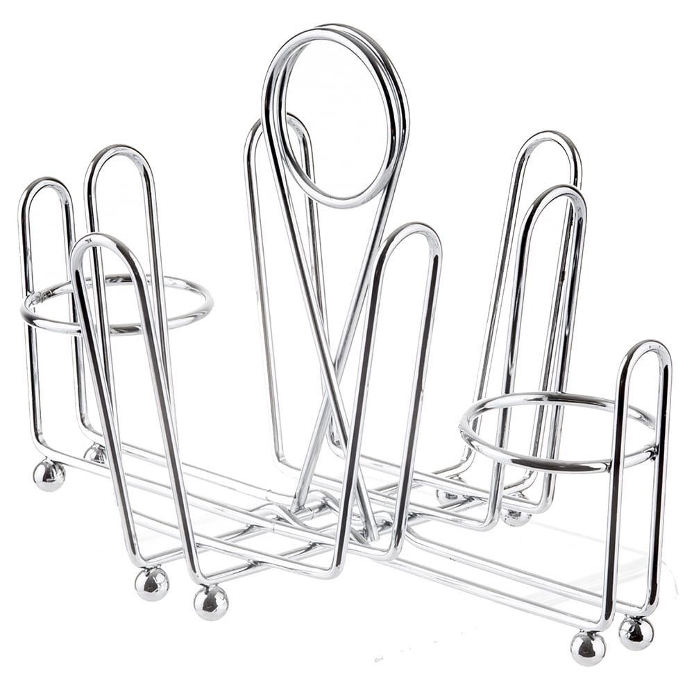 229-591C 4 Compartment Rectangular Condiment Caddy - Chrome Plated Wire