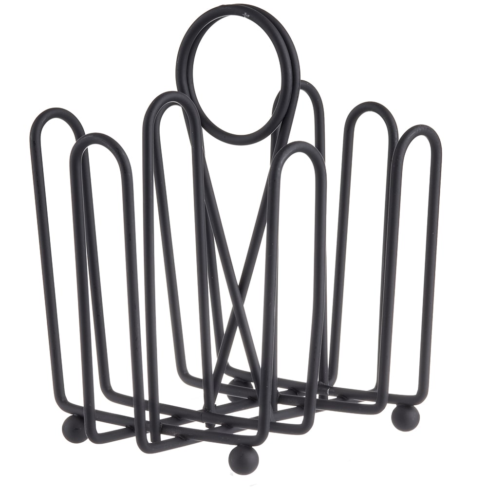 229-597CBK 4 Compartment Rectangular Condiment Caddy - Wire, Black