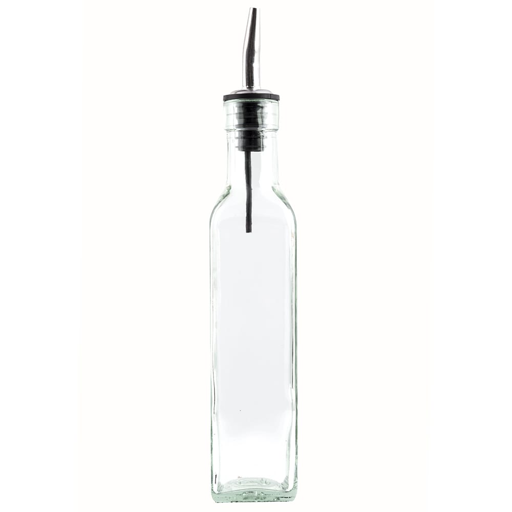 229-9085 8 1/2 oz Cruet w/ Stainless Steel Pourer - Green, Green Tint