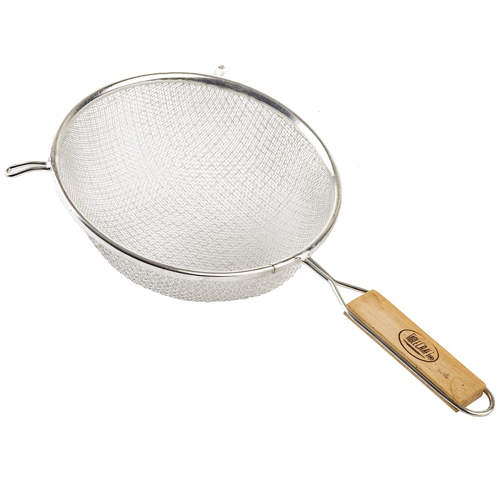 229-98 8" Double Strainer, Tinned, Wooden Handle