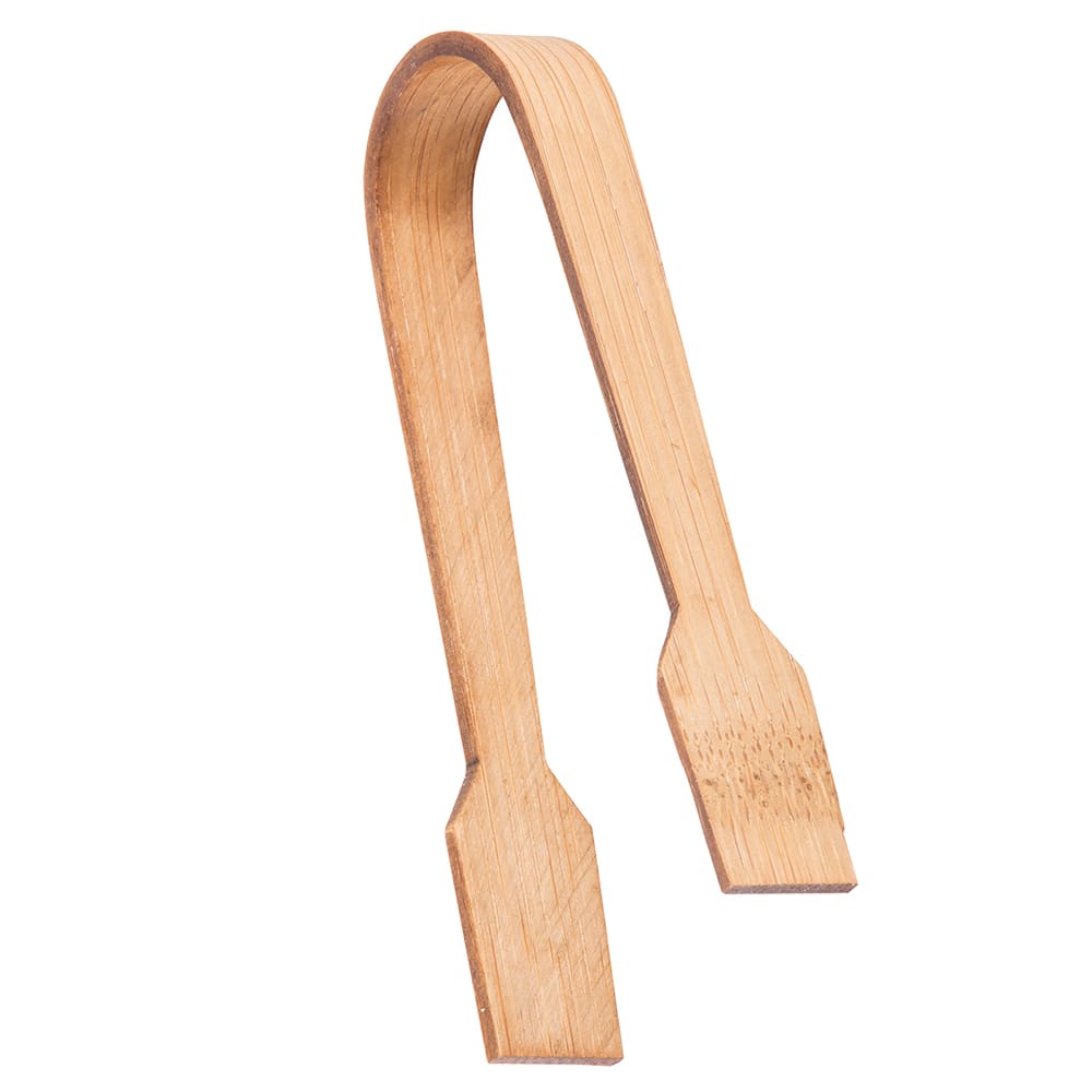229-BAMDT35 3 1/2"L Bamboo Serving Tongs