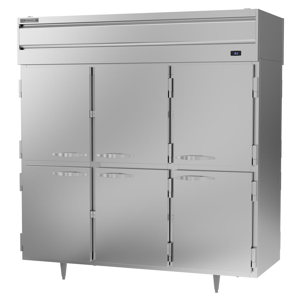 118-PRD31AHS 78" Three Section Pass Thru Refrigerator, (6) Left/Right Hinge Solid Doors, 115...