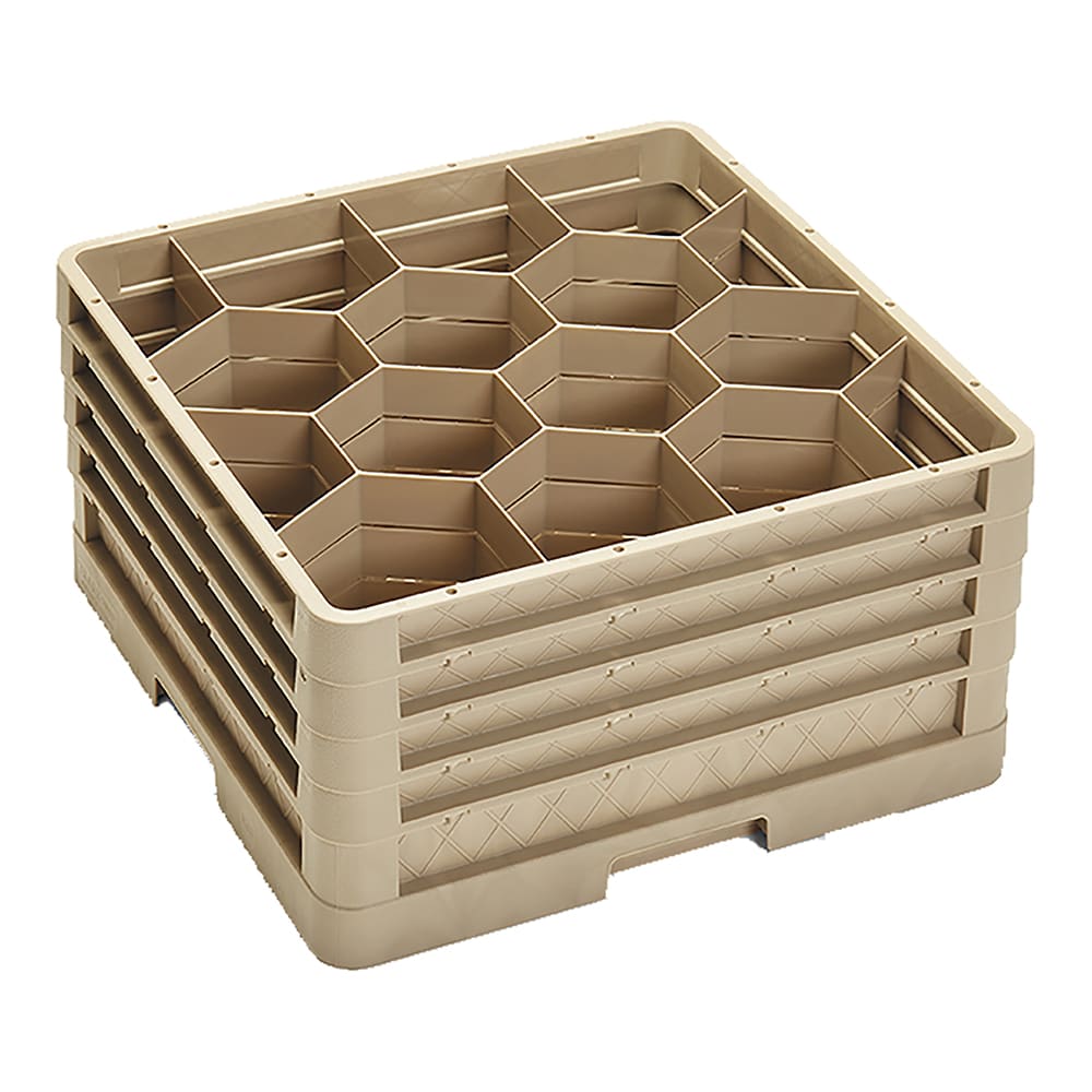 175-CR18JJJJ Traex® Rack Max Full Size Glass Rack w/ (12) Compartments - (4) Extenders, Beige