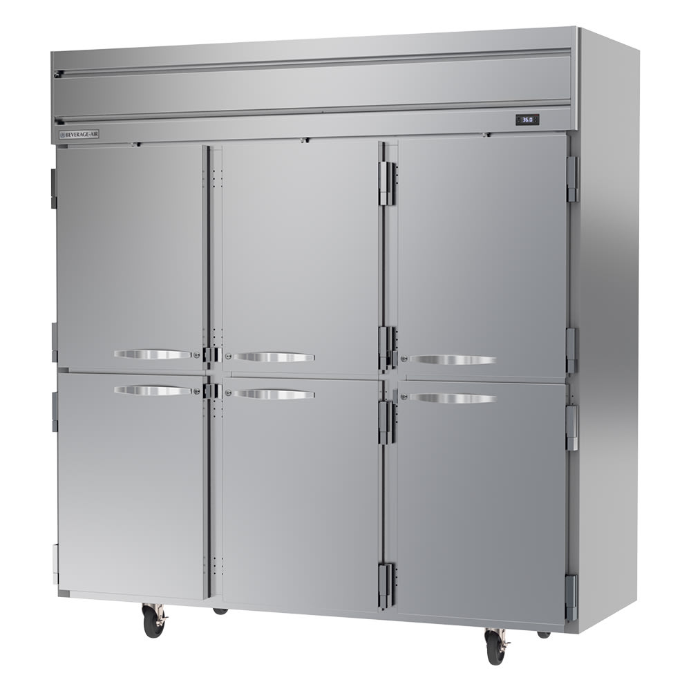 118-HR3HC1HS 78" Three Section Reach In Refrigerator - (6) Left/Right Hinge Solid Doors, 115...