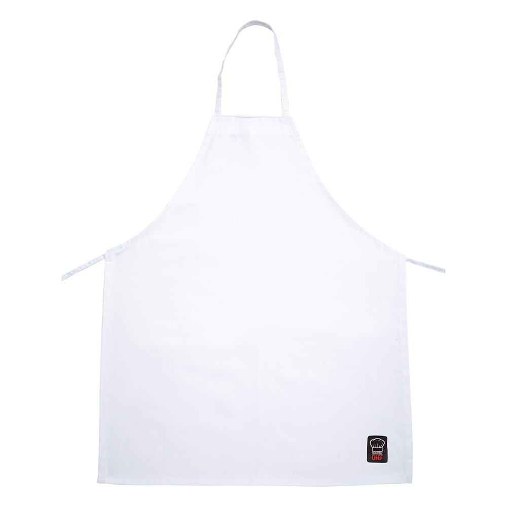 080-BA3226WH Bib Apron - 33" x 26", Poly-Cotton, White
