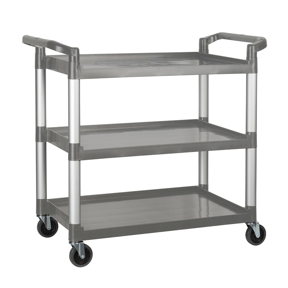 080-UC3019G 3 Level Plastic Utility Cart w/ 400 lb Capacity, Raised Ledges