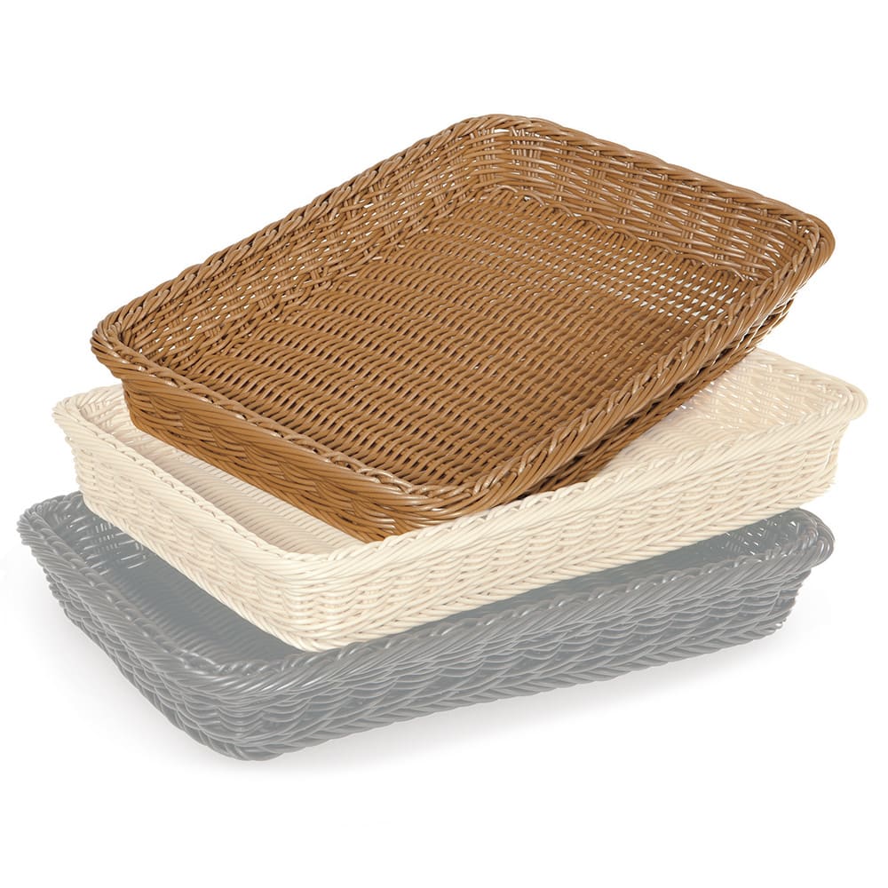 284-WB1509HY Rectangular Woven Basket - 18" x 12 1/4", Plastic, Honey