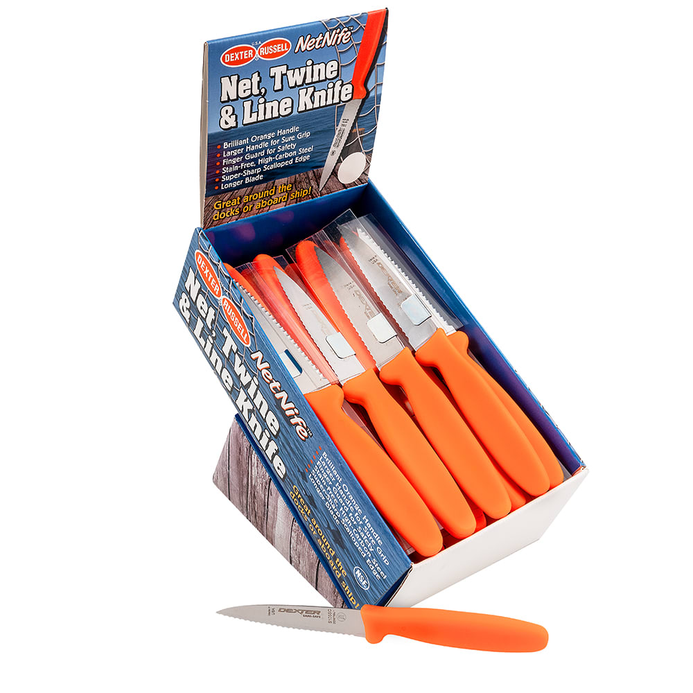 Dexter Russell NET105SC-36 SANI-SAFE® 3 1/2" Net Twine Line Knife Set w/ Polypropylene Orange Handle, Carbon Steel