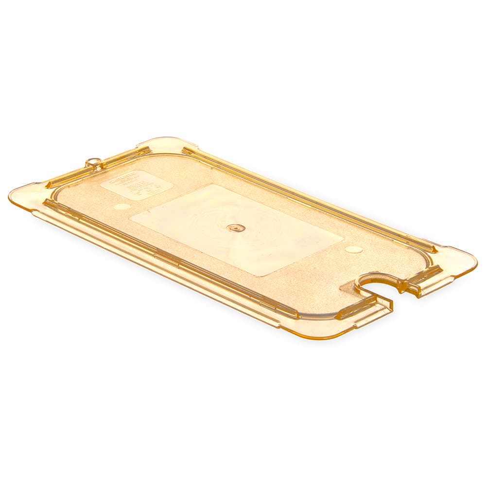 028-10477U13 1/3 Size High Heat Food Pan Lid, Notched, Amber