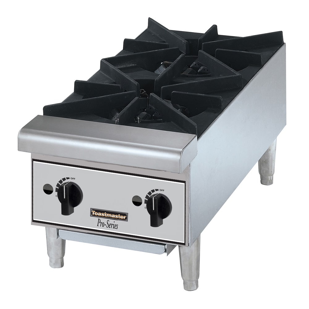 853-TMHP2NG 12" Gas Hotplate w/ (2) Burners & Manual Controls, Convertible