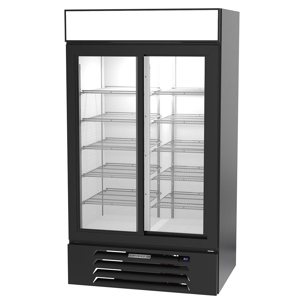 118-MMR38HC1B 43 1/2" MarketMax™ Two Section Glass Door Merchandiser - (2) Sliding Doors, Bl...