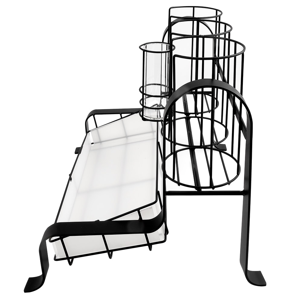 Squared Black Condiment Organizer With Acrylic Dividers - 12 X 12 X 5 25 In