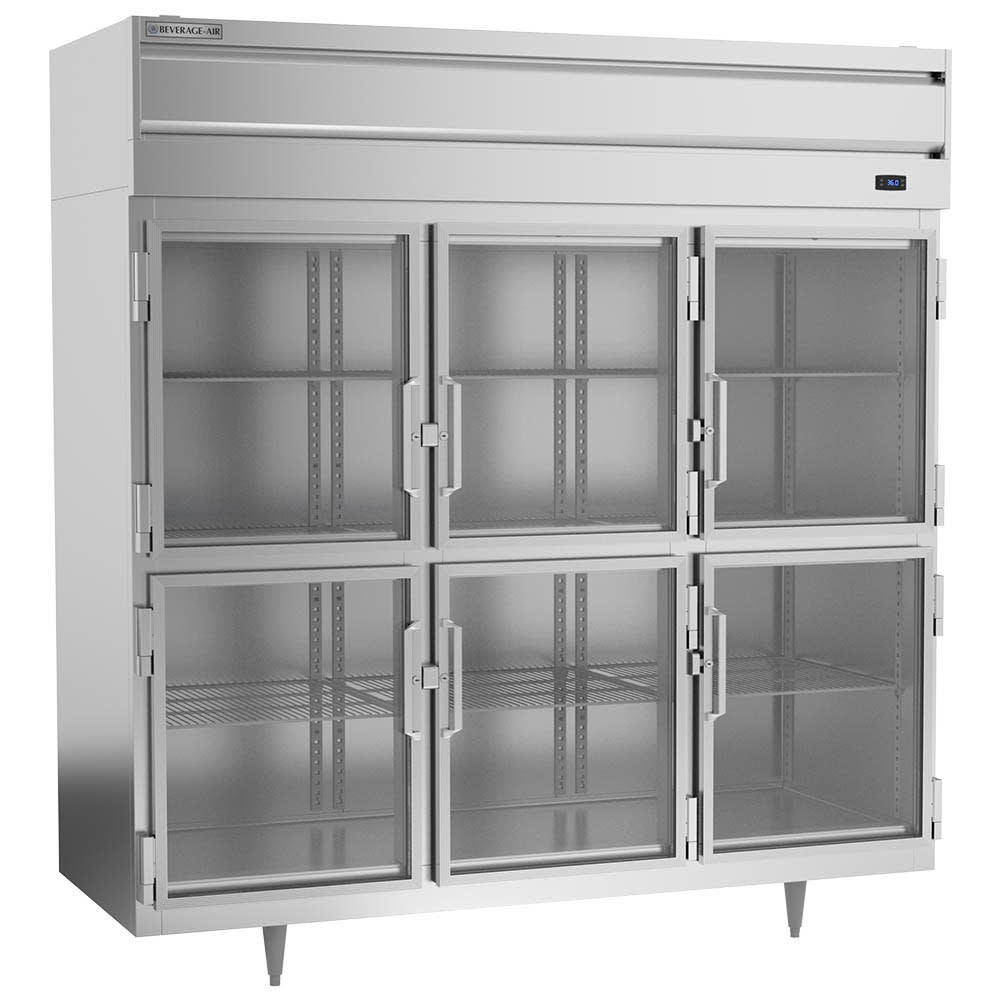 118-PR3HC1BHG 78" Three Section Reach In Refrigerator, (6) Left/Right Hinge Glass Doors, 115...
