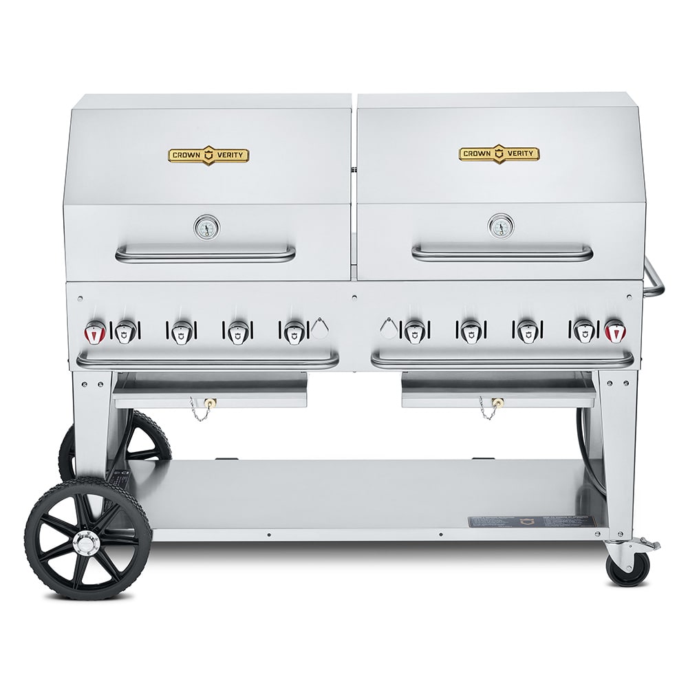 828-MCB60RDPLP 58" Mobile Gas Commercial Outdoor Charbroiler w/ Water Pan, Liquid Propane 