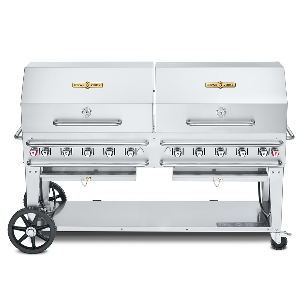 828-RCB72RDPLP 70" Mobile Gas Commercial Outdoor Grill w/ Water Pans, Liquid Propane 