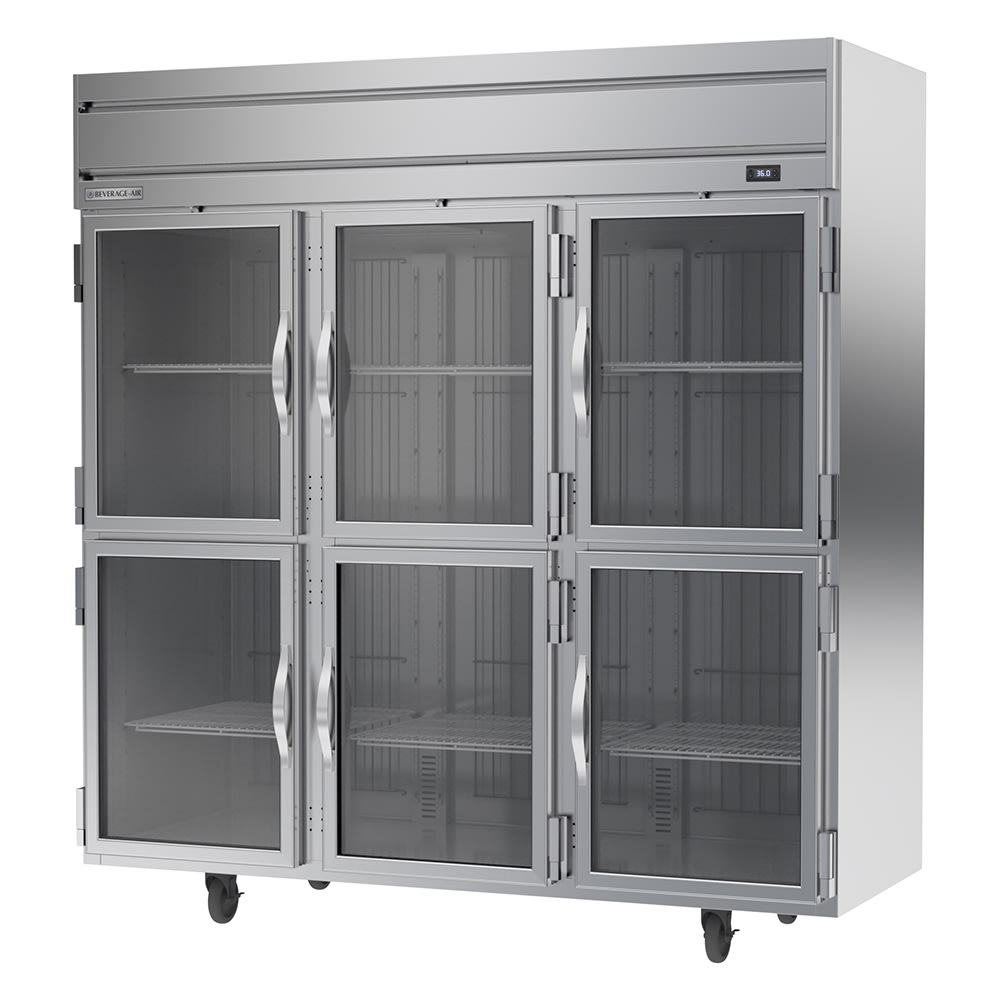 118-HRP3HC1HG 78" Three Section Reach In Refrigerator, (6) Left/Right Hinge Glass Doors, 115...